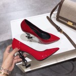 Saint Laurent classic model YSL logo heeled high heels using imported Italian cow patent leather