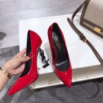 Saint Laurent classic model YSL logo heeled high heels using imported Italian cow patent leather