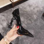 Saint Laurent classic model YSL logo heeled high heels using imported Italian cow patent leather
