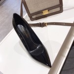 Saint Laurent classic model YSL logo heeled high heels using imported Italian cow patent leather