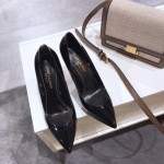 Saint Laurent classic model YSL logo heeled high heels using imported Italian cow patent leather