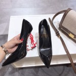 Saint Laurent classic model YSL logo heeled high heels using imported Italian cow patent leather