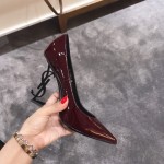 Saint Laurent classic model YSL logo heeled high heels using imported Italian cow patent leather
