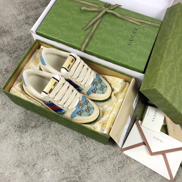 Gucci A very cool little dirty shoe with a vintage nostalgic look Custom fabric Cowhide Towel material