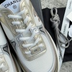 CHANEL A very good-looking sneaker TPU outsole Custom fabric metallic texture