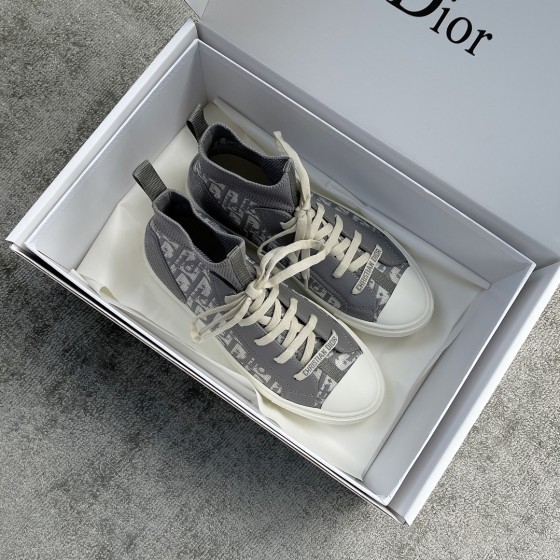 DIOR high top monogrammed shoes grey