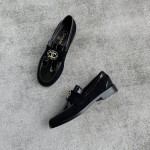 CHANEL Louboutins Simple small single shoes Lace-shaped round Logo leather outsole