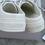 DIOR Canvas half slipper Water-dyed sheepskin lining TPU sole White canvas