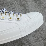 DIOR Canvas half slipper Water-dyed sheepskin lining TPU sole White canvas