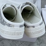 DIOR Canvas semi-flip-flop Water-dyed sheepskin lining TPU outsole Cement grey embroidery