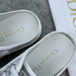 DIOR Canvas semi-flip-flop Water-dyed sheepskin lining TPU outsole Cement grey embroidery
