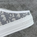 DIOR Canvas semi-flip-flop Water-dyed sheepskin lining TPU outsole Cement grey embroidery