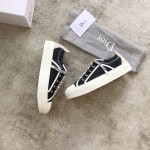 DIOR Black Canvas Shoes Stamped Heel Two Wear Letter Lace Up Sheepskin Padded Toe