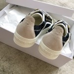 DIOR Black Canvas Shoes Stamped Heel Two Wear Letter Lace Up Sheepskin Padded Toe
