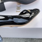 DIOR Sweet and elegant Mary Jane heels Cow patent leather Sheepskin Genuine leather outsole Black