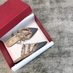 Valentino VT Collection Three Strap Flat Heel Slipper Haze Blue