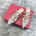 Valentino VT Collection Three Strap Flat Heel Slipper Taro
