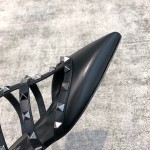 Valentino VT Collection Three Strap Flat Heel Slipper All Black