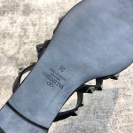 Valentino VT Collection Three Strap Flat Heel Slipper All Black