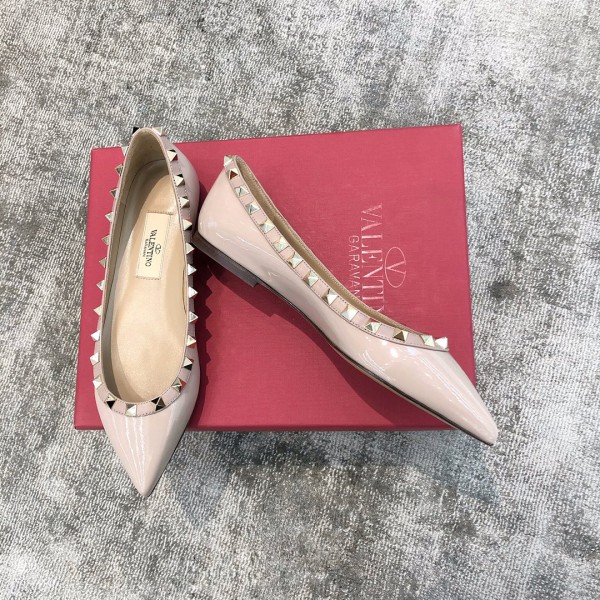Valentino VT Collection Flats Patent Leather Nude Pink