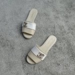 CHANEL Chanel slippers pearl leather strips and small diamond combination imported A grade sheepskin