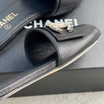 CHANEL Chanel slippers pearl leather strips and small diamond combination imported A grade sheepskin