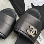 CHANEL Chanel slippers pearl leather strips and small diamond combination imported A grade sheepskin