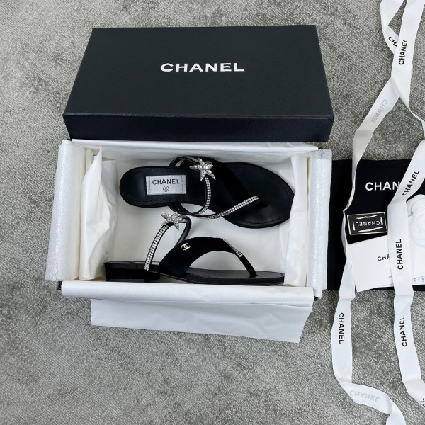 CHANEL pentagram slippers small fragrant exquisite a sandwich foot slippers strap hot diamond design