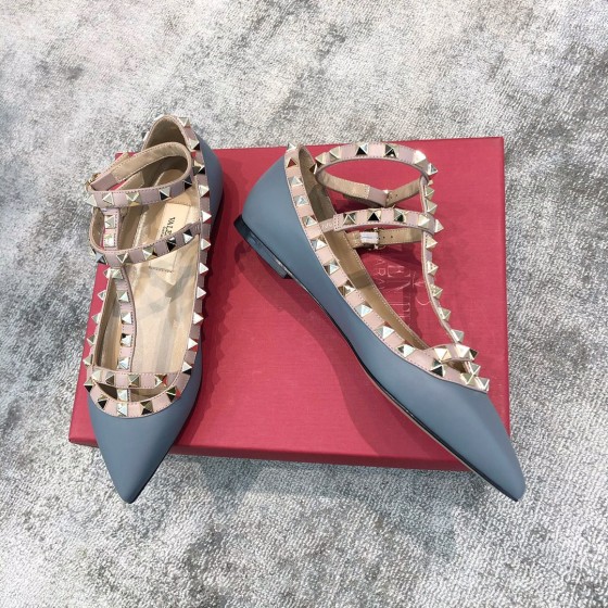 Valentino VT Collection Two Strap Flats Haze Blue