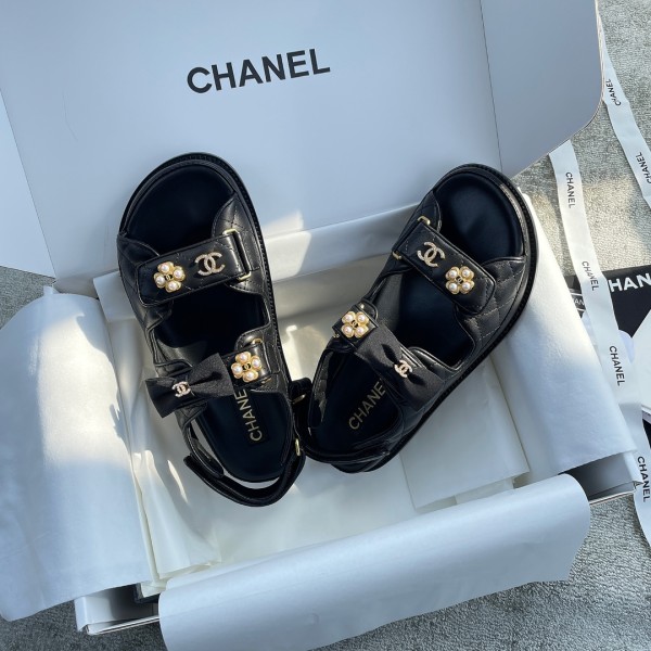 CHANEL new color bow sandals classic beach shoes every year the new color