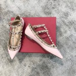 Valentino VT Collection Two Strap Flats Patent Leather Pink