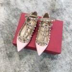 Valentino VT Collection Two Strap Flats Patent Leather Pink