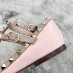 Valentino VT Collection Two Strap Flats Patent Leather Pink