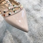 Valentino VT Two Strap Flats Patent Leather Nude Pink