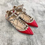 Valentino VT Collection Two Strap Flats Patent Leather Red