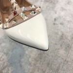 Valentino VT Collection Two Strap Flats Patent Leather White