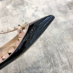 Valentino VT Collection Two Strap Flats Patent Leather Black