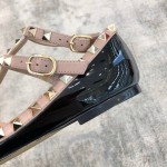 Valentino VT Collection Two Strap Flats Patent Leather Black