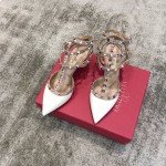 Valentino VT Collection Triple Strap Mid Heel 6.5cm Patent Leather White