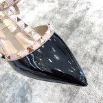 Valentino VT Collection Triple Strap Mid Heel 6.5cm Patent Leather Black