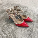 Valentino VT Collection Triple Strap Mid Heel 6.5cm Patent Leather Red