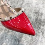 Valentino VT Collection Triple Strap Mid Heel 6.5cm Patent Leather Red
