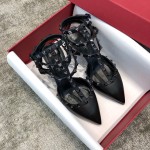 Valentino VT Collection Triple Strap Mid Heel 6.5cm Black