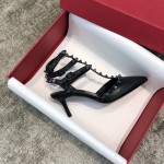Valentino VT Collection Triple Strap Mid Heel 6.5cm Black