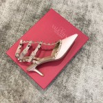 Valentino VT Collection Triple Strap Mid Heel 6.5cm Patent Leather Pink