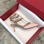 Valentino VT Collection Triple Strap Mid Heel 6.5cm Patent Leather Pink