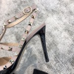 Valentino VT Collection Two Strap Mid Heel 10cm Patent Leather Black