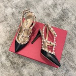 Valentino VT Collection Two Strap Mid Heel 10cm Black