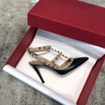 Valentino VT Collection Two Strap Mid Heel 10cm Black