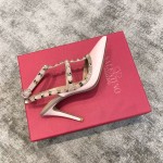 Name Chinese Valentino VT Collection Two Strap Mid Heel 10cm Patent Leather Pink